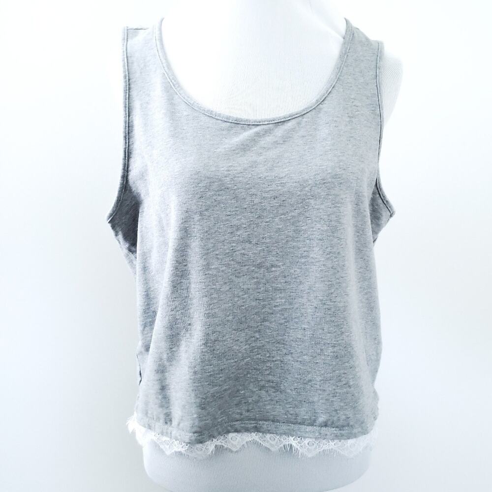 Fabletics Melinda Gray French Terry Tank Lace Trim XL Workout Yoga Exercise